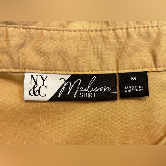 New York & Company Madison Shirt Tan Button-Up Short-Sleeve Women’s Size Medium - Picture 5 of 16